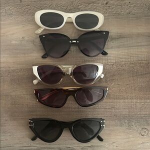 Stylish Women's Sunglasses Set - Black, White, Brown